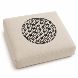 Cotton Square Meditation Cushion-Embroided-With Buckwheat Filling