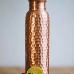 Copper Water Bottle- Hammered (950 ML) With Handle