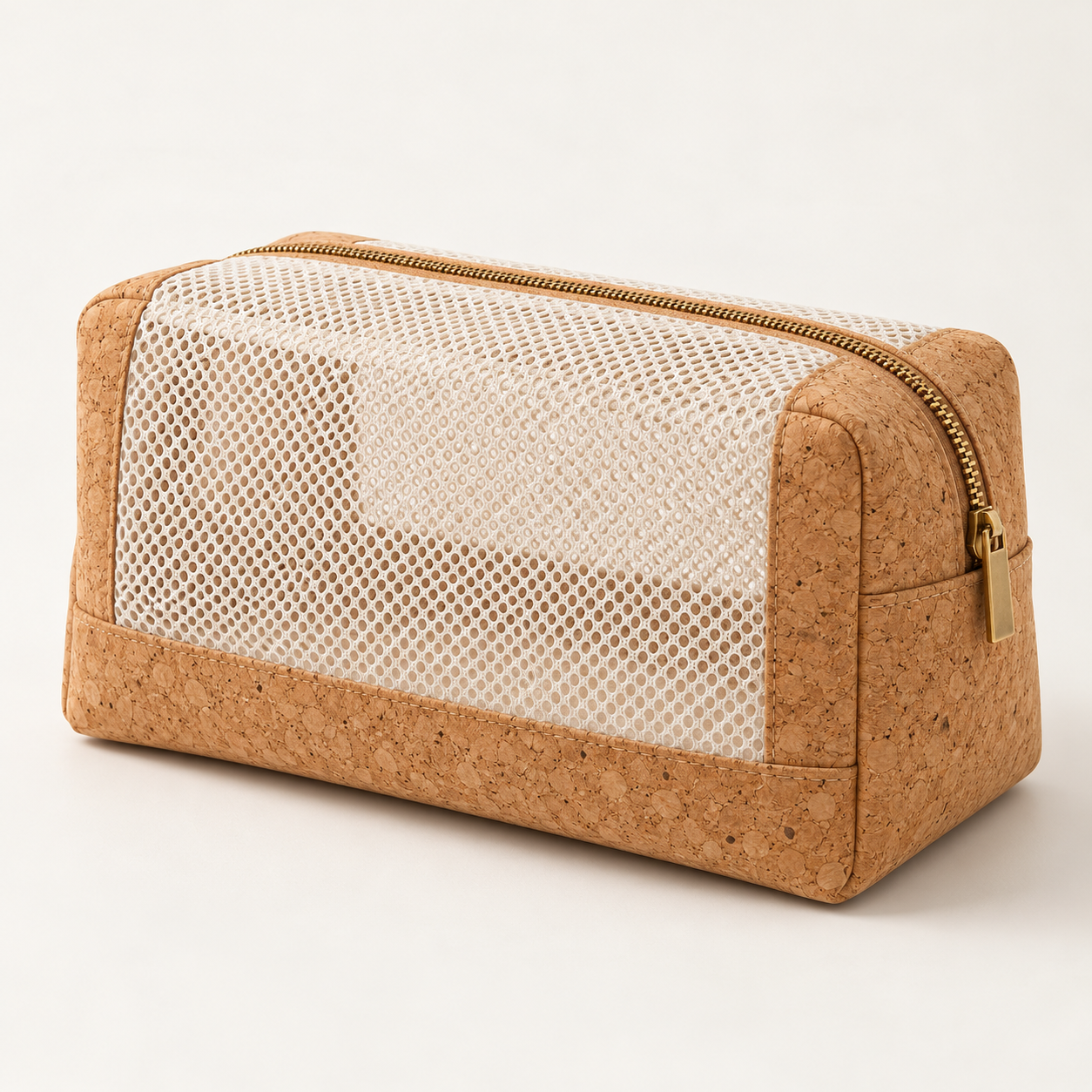 Cork & Mesh Zipper Utility Bag