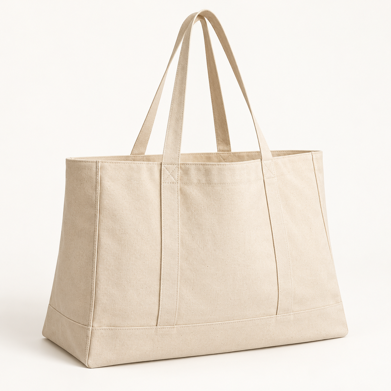 Cotton Canvas Shopping Bag with Gusset and Long Carry Handles