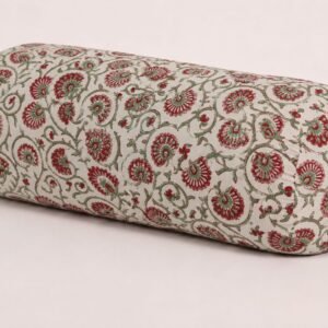 Cotton Hand Block Red and Green Printed Round Yoga Bolster