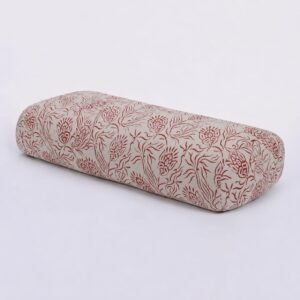 Cotton Red Printed Design Rectangular Yoga Bolster With Buckwheat filling