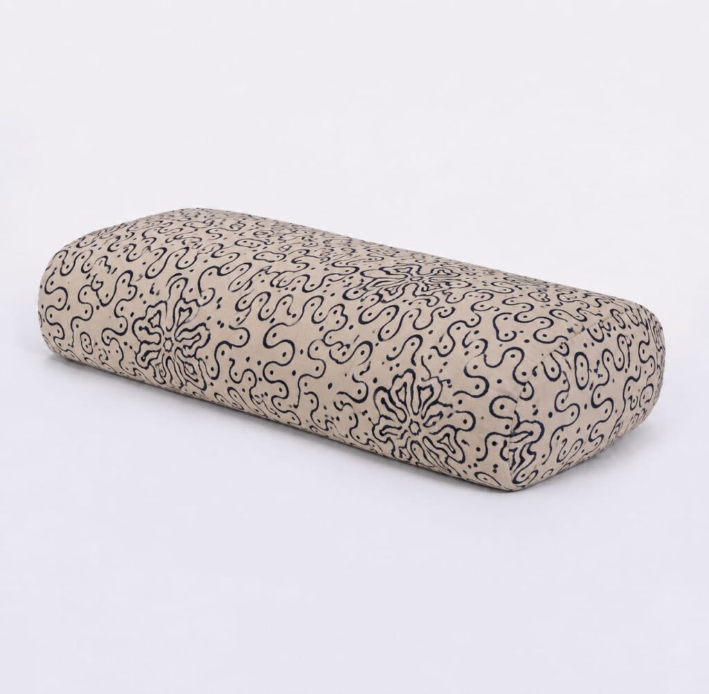 Cotton Black Printed Design Rectangular Yoga Bolster With Buckwheat filling product image