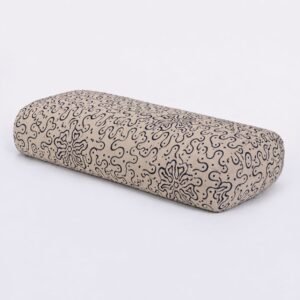 Cotton Black Printed Design Rectangular Yoga Bolster With Buckwheat filling
