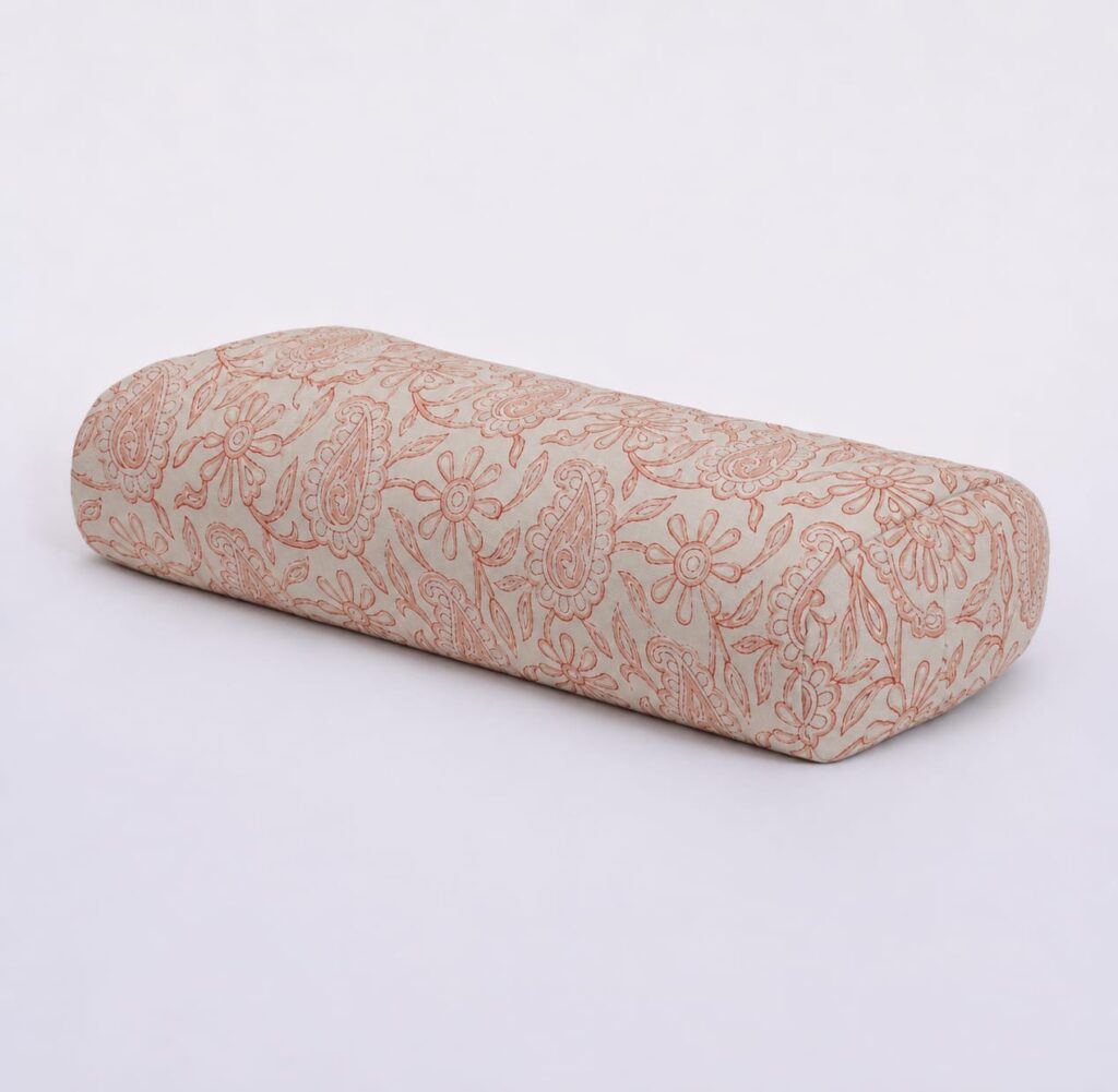 Full-Print Cotton Rectangular Yoga Bolster with Buckwheat Filling product image
