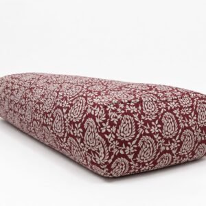 Cotton Red and White Printed Rectangular Yoga Bolster With Buckwheat filling