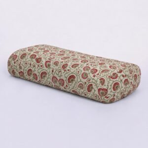 Cotton Hand Block Rectangular Yoga Bolster With Buckwheat filling