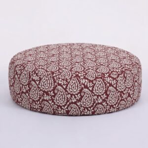 Cotton Round Printed Meditation Cushion -With Buckwheat Hull Filling