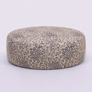Hand Block -Non Pleated -Cotton Round Printed Meditation Cushion -With Buckwheat Hull Filling
