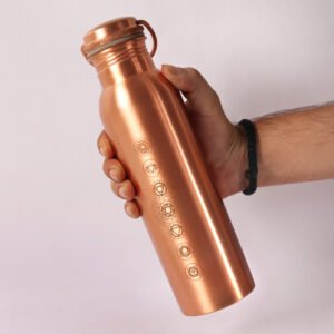 Copper Water Bottle 7 Chakra  (950 ML) With Handle
