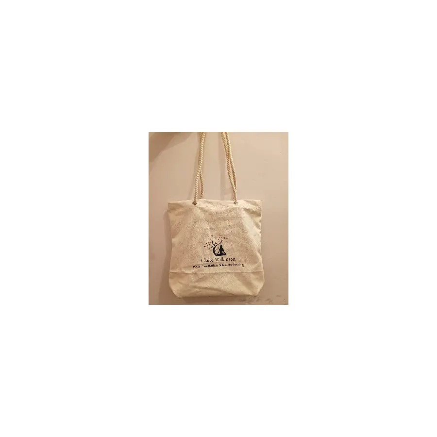 Cotton Canvas Tote with Braided Drawstring Handles actual product photograph