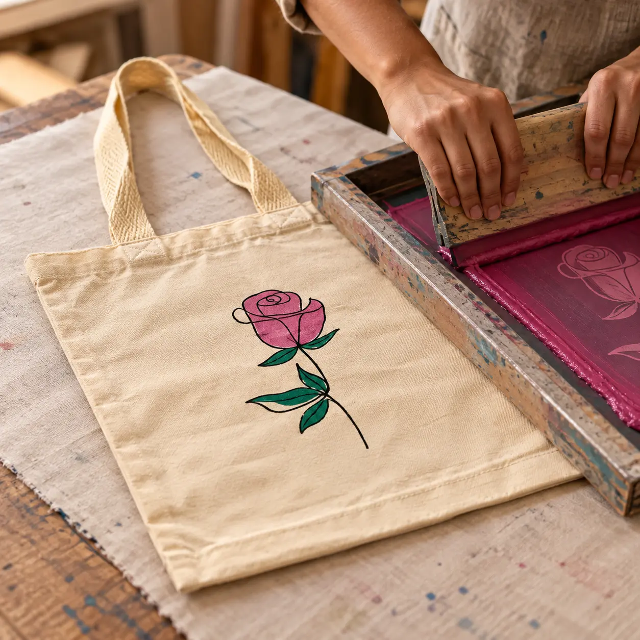 Classic cotton retreat tote showing screen-printed artwork customization