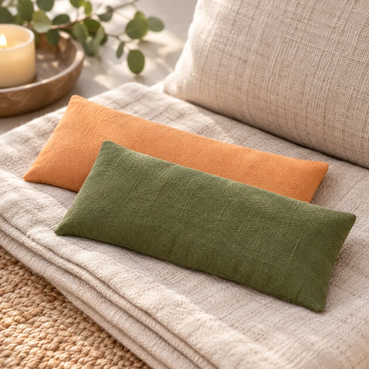 Removable-Cover Cotton Eye Pillow styled retreat presentation