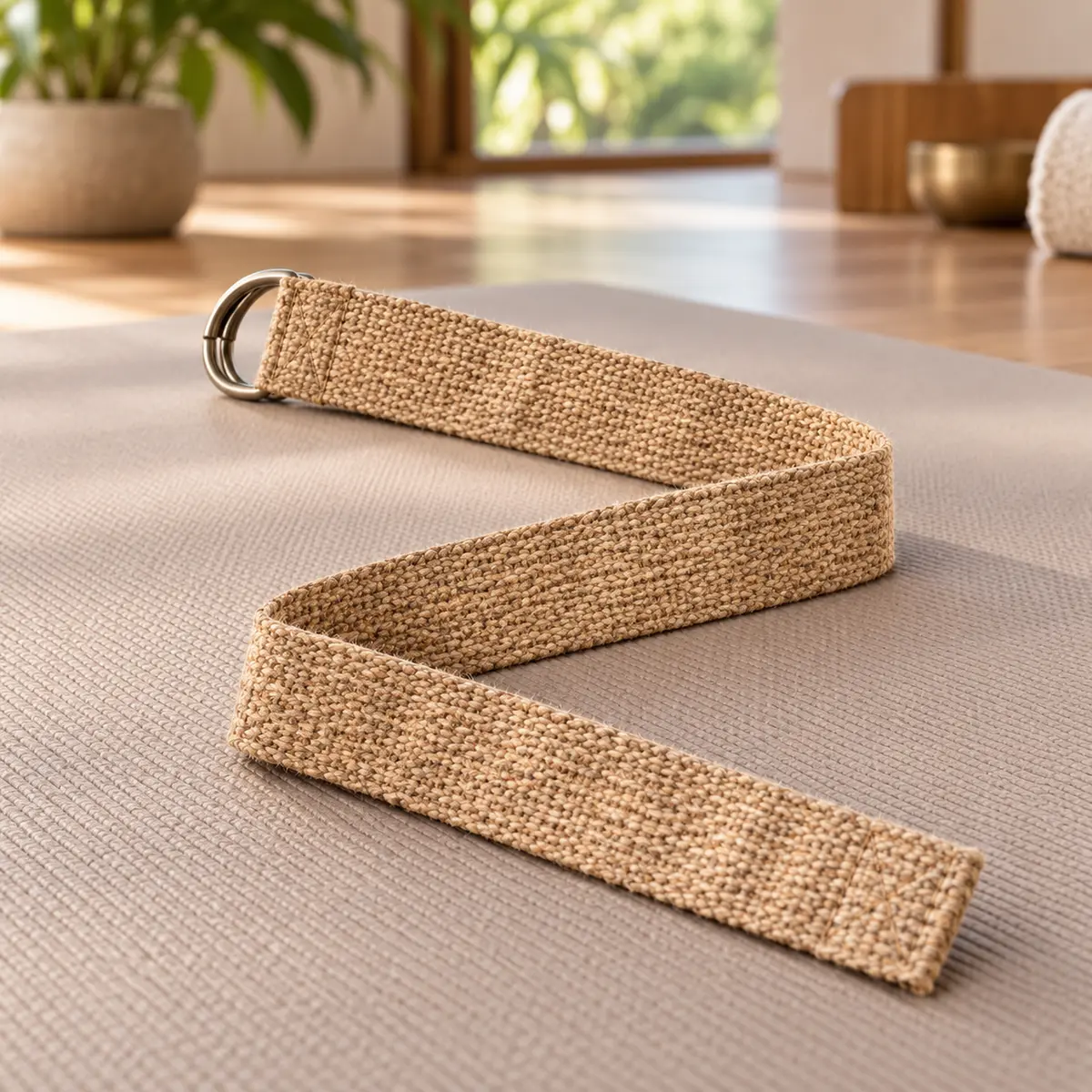 Cotton Yoga Belt with Metal D-Ring styled retreat presentation