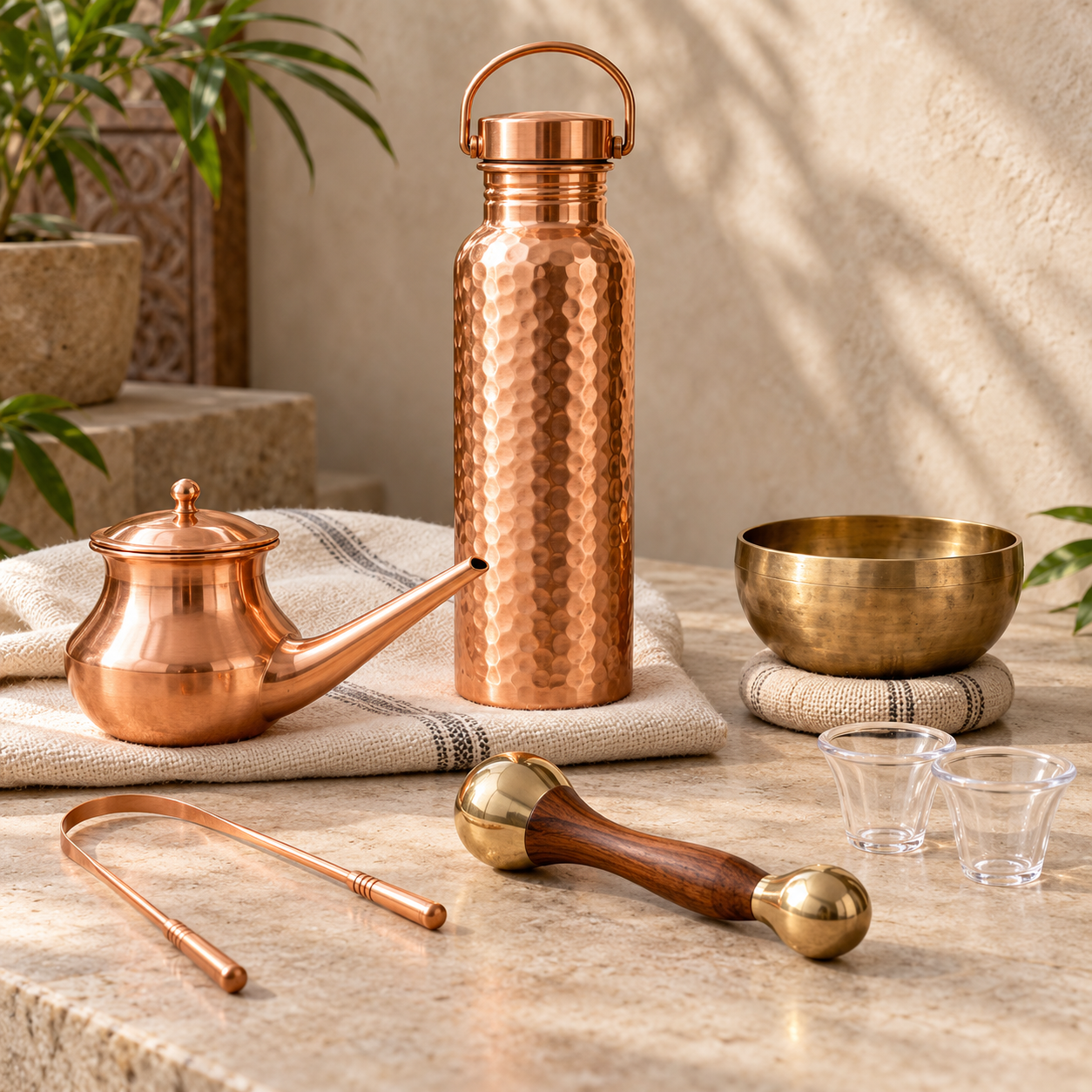 Copper and brass wellness products for Ayurveda, retreats and wholesale buyers